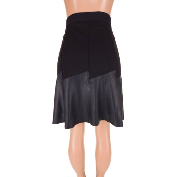 Elie Tahari Becky Paneled Mixed-Media Lamb Leather Skirt Size 4 S Black - Picture 8 of 10